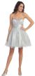 Strapless Sequined Bust Short Tulle Prom Party Dress in Silver
